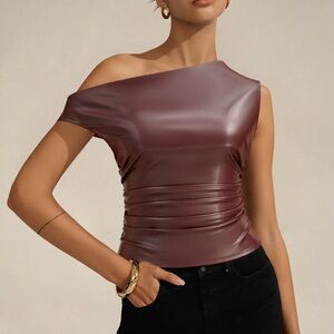 Elegant Off-Shoulder Burgundy Top